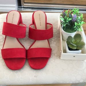 WhoWhatWear Cherry Red Suede Mules (Size 8.5)